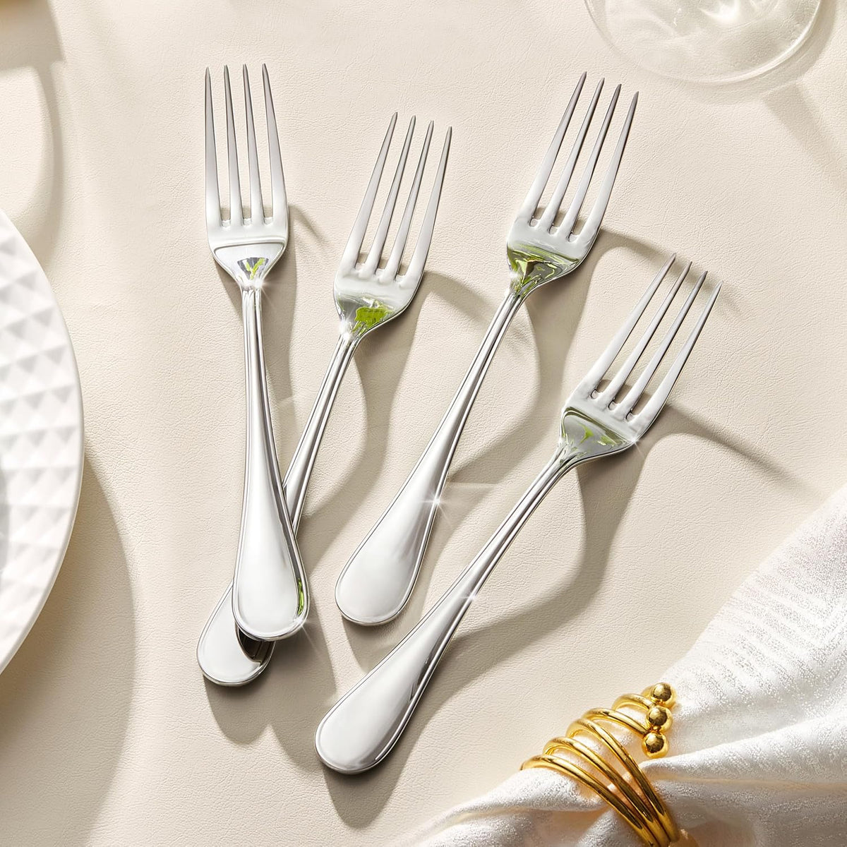 12-Piece 8-Inch Teardrop Dinner Forks Set, 18/10 Stainless Steel Table Fork