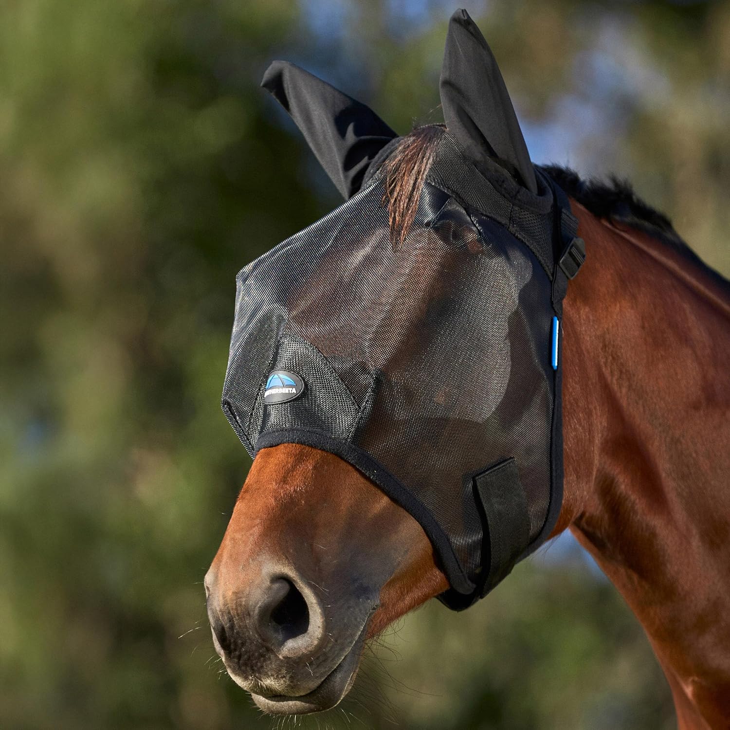 ComFiTec Insect Guard Fly Mask with Ears, Black, Large