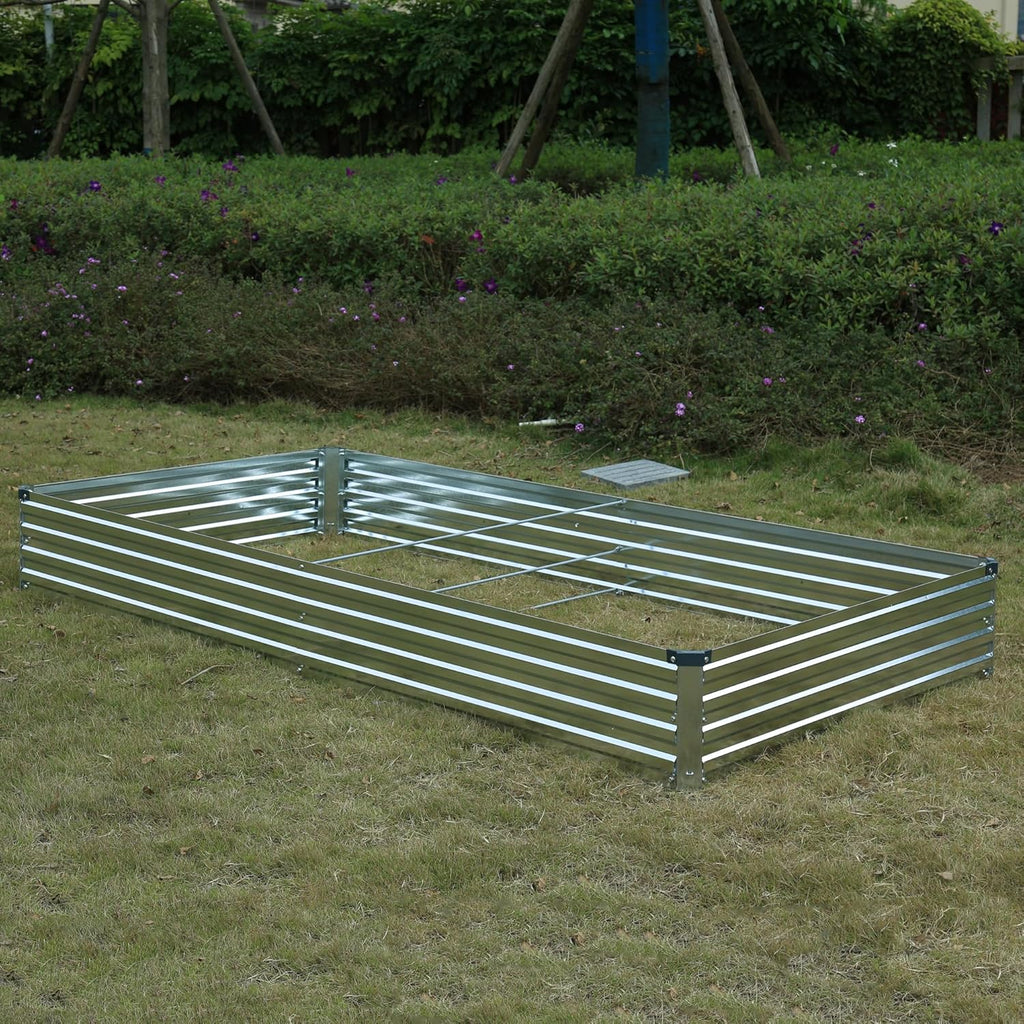 8x4x1ft(2 PCS) Galvanized Raised Garden Bed,Outdoor Planter Box Metal Patio Kit Planting Bed for Vegetables Flowers