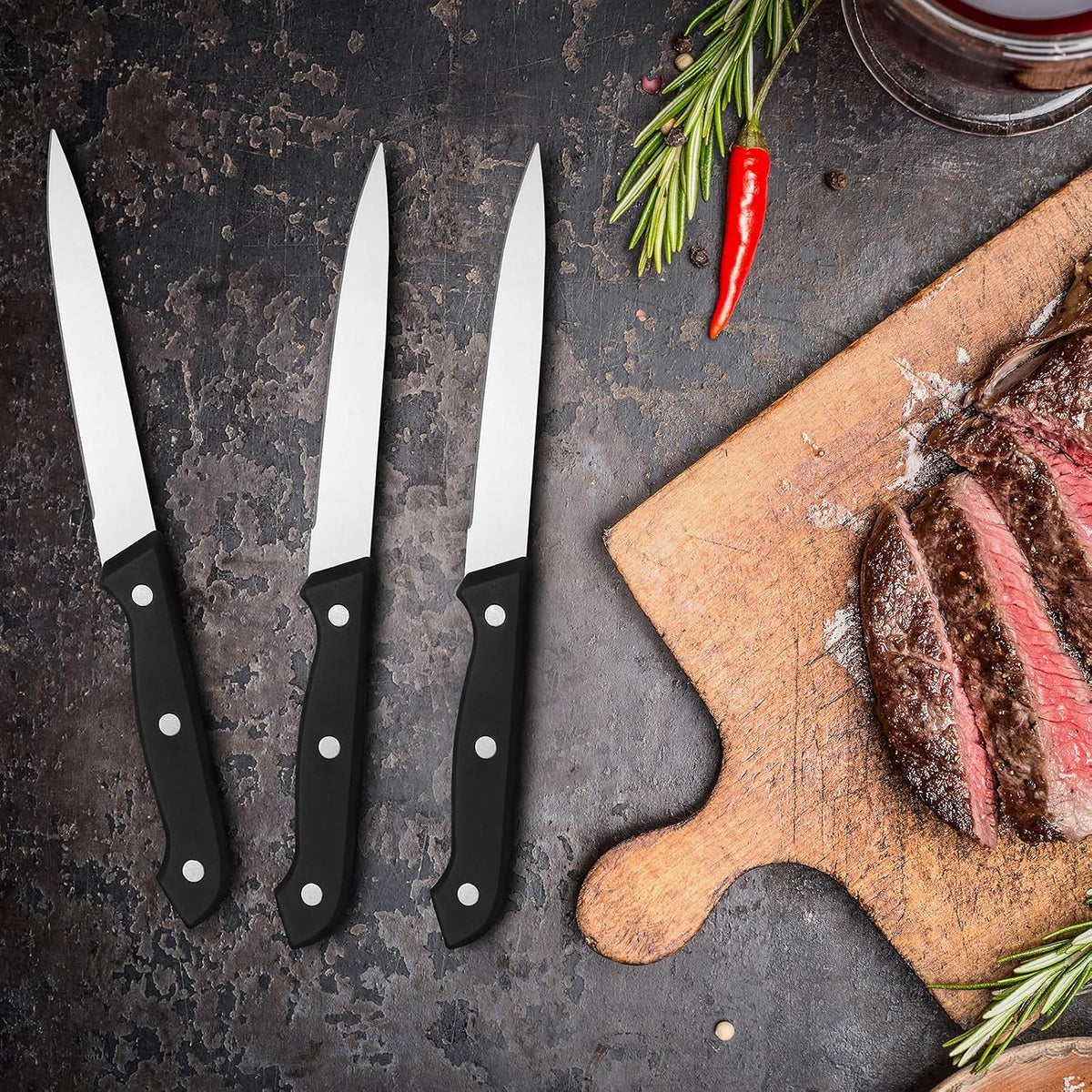 100 Pcs 8 Inch Steak Knives Stainless Steel Pointed Tip