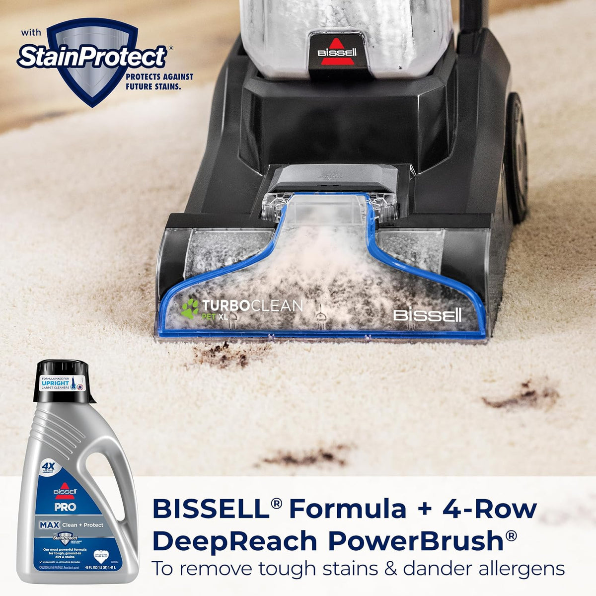 TurboClean Pet XL Upright Carpet Cleaner, 3746 | Upholstery tough stain tool & formula included; XL capacity for
