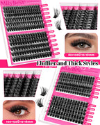 4 Styles Lash Clusters Kit, 864 Pcs D Curl Volume Lashes