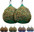2 Pcs 1.25”x1.25” Holes Ultra Slow Feed 40” Very Sturdy Hay Net with Bottom Ring for Goat, Sheep and Livestock