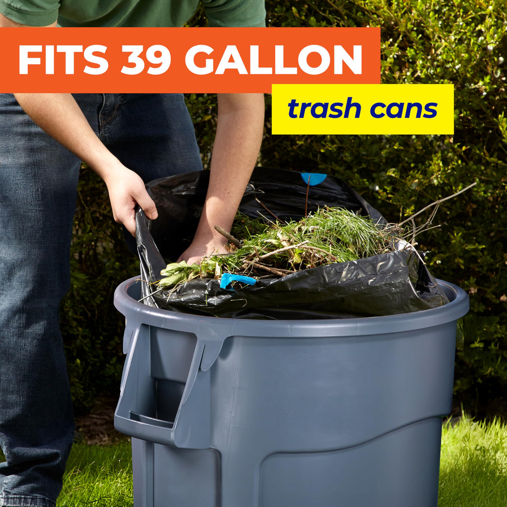 Essentials Extra Large 39 Gallon Trash Bags, Black, Unscented, 40ct