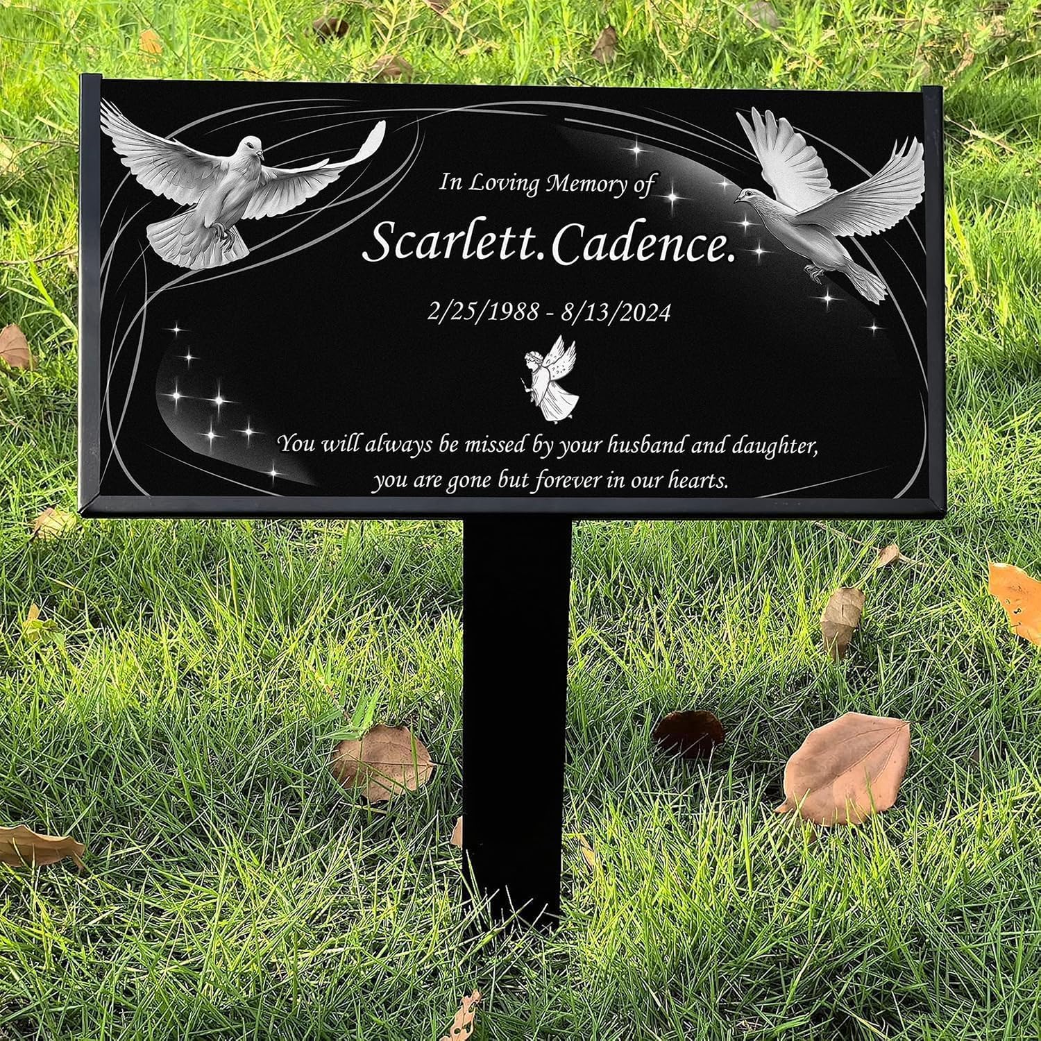 Customized Memorial Granite Stone,Headstones for Graves,Garden Memorial plaques for Outdoors,Cemetery Marker,Memorial