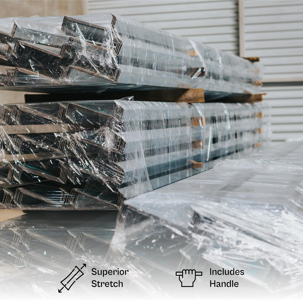 PSBM Dark White Mini Stretch Wrap with Plastic Handle 5" x 1000' 12 Rolls