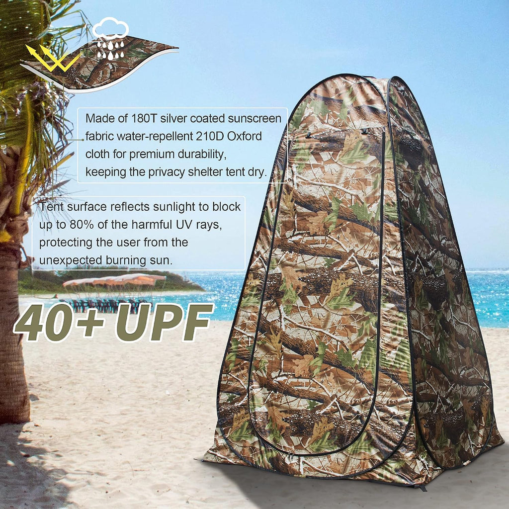 Pop Up Privacy Shower Tent - Portable Outdoor Camping Bathroom Toilet Changing Dressing Room - UPF40+ Waterproof