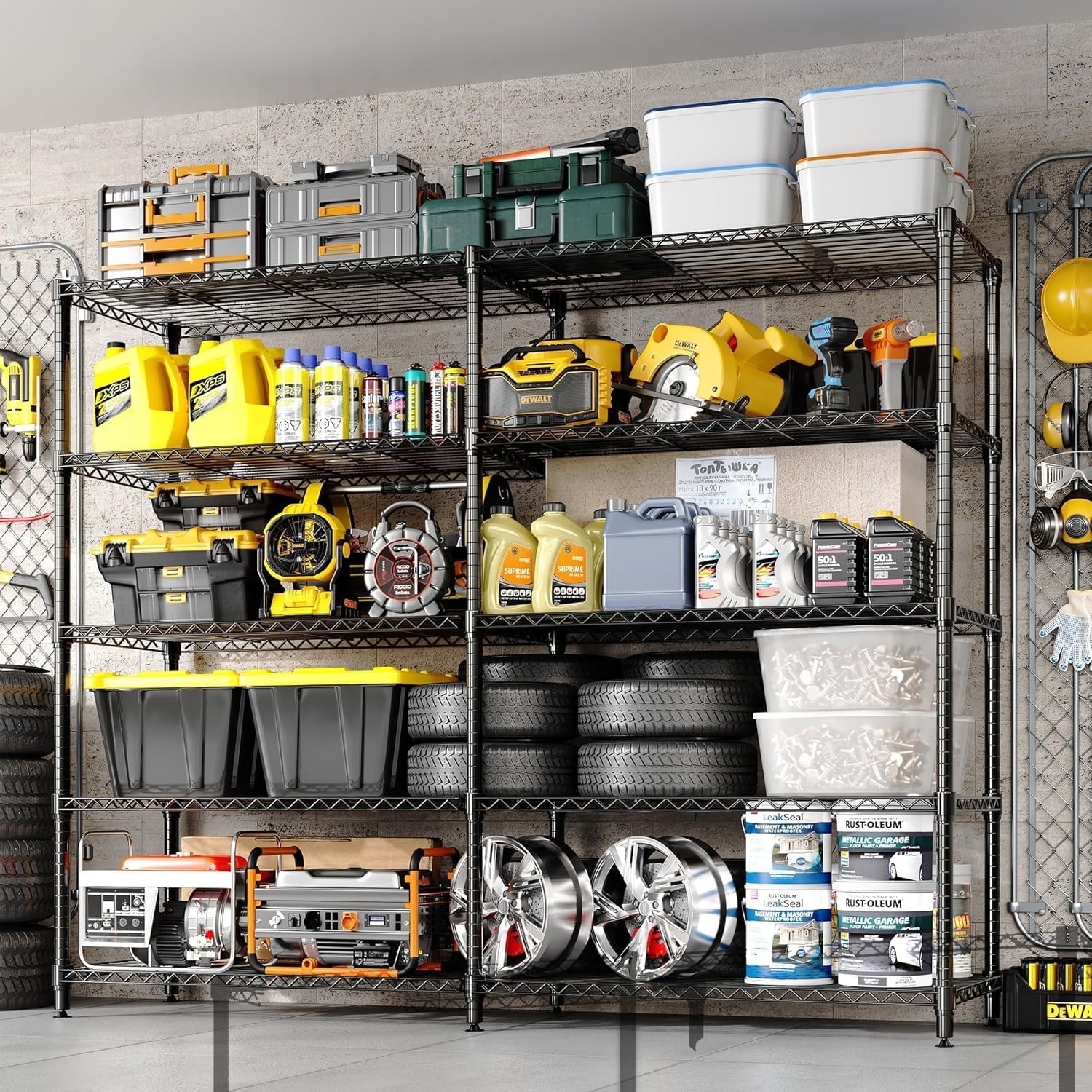 Storage Shelves 70" H Wire Shelving Rack, 5-Tier Garage Shelving Heavy Duty Metal Storage Shelves for Kitchen Pantry