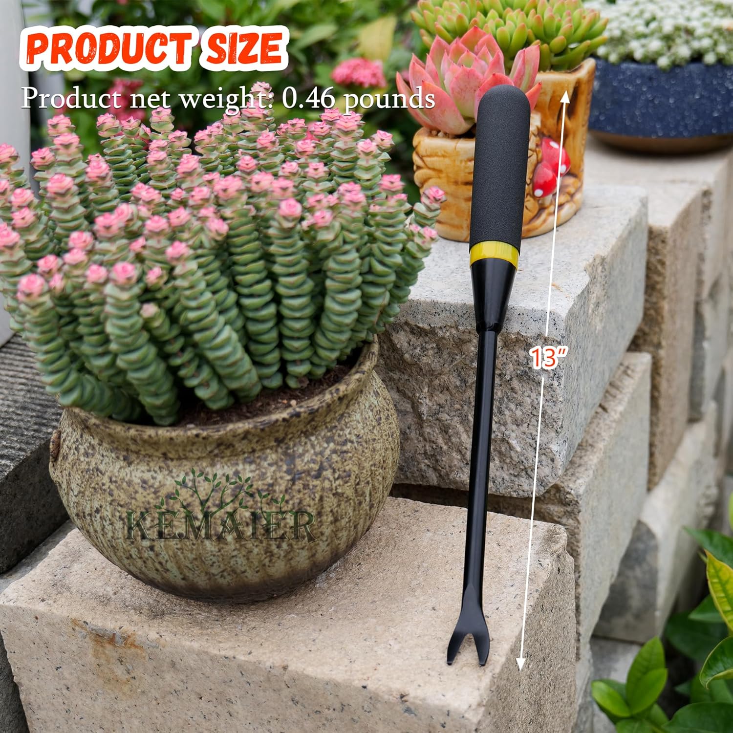 Garden Tool Set - Featuring a Heavy-Duty Stainless Steel Hand Cultivator, Transplant Shovel, Trowel, Crack Weeder