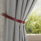 Faux Leather Curtain Tiebacks with Hooks, 4 Pack, Claert