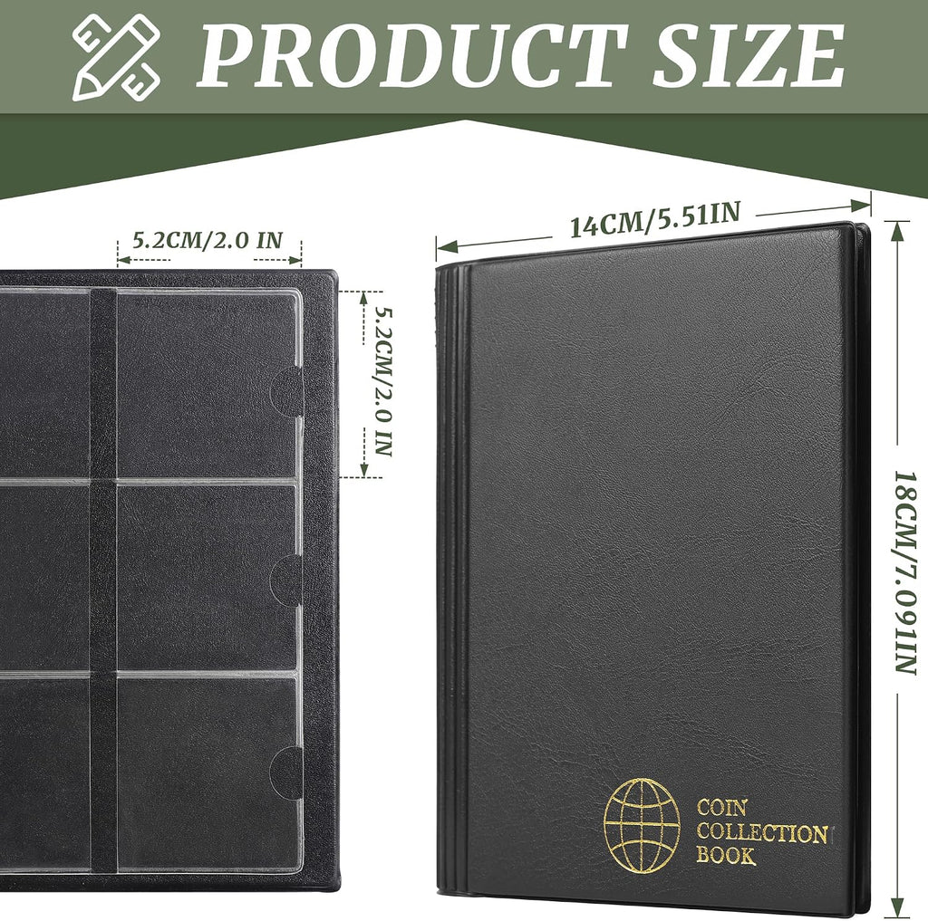 Coin Flip Holder Albums - 60 Pockets 2x2 inches Black | Uncle Paul Coin Storage Books for Coin Cardboard Collection