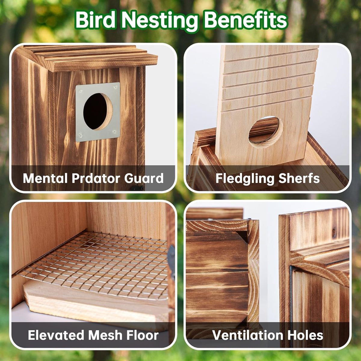 Bird Houses for Outside with Metal Predator Guard
