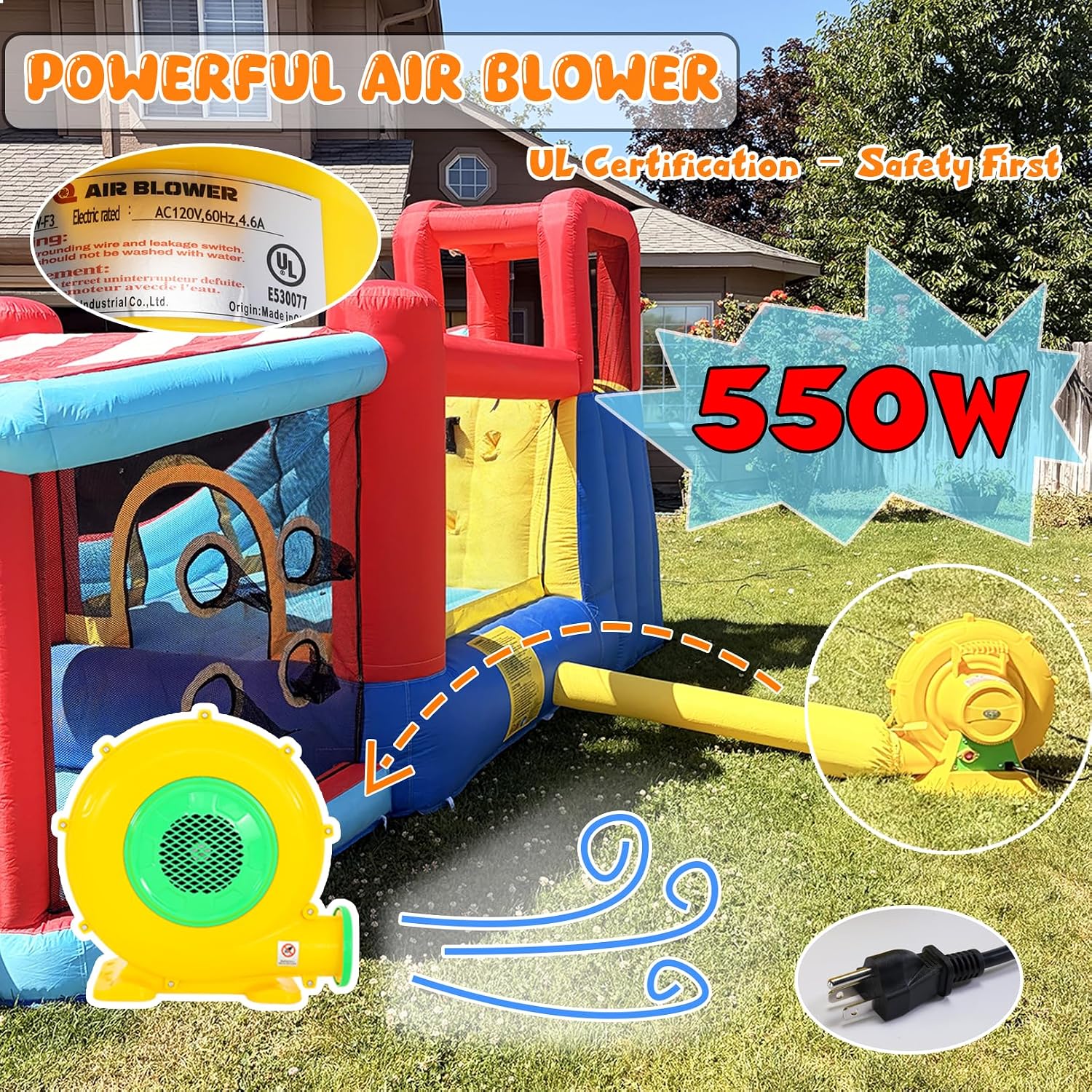 Bounce House Water Slide,18 in 1 Inflatable for Kids | Outdoor Water Park Bouncy House with Dual Slide,Big Splash