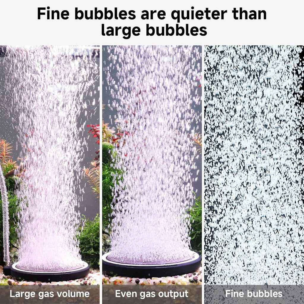 Air Stone for Aquarium: Quiet High Dissolved Oxygen Diffuser Kit for Freshwater or Saltwater Fish Tank and Hydroponic