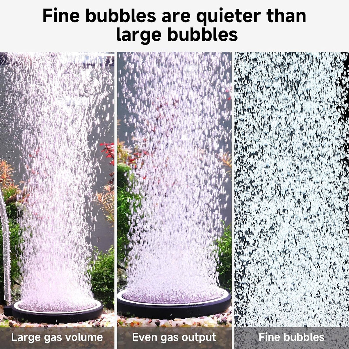 Air Stone for Aquarium: Quiet High Dissolved Oxygen Diffuser Kit for Freshwater or Saltwater Fish Tank and Hydroponic