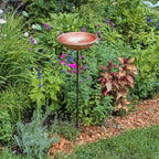 Hammered Solid Copper Birdbath- Stake