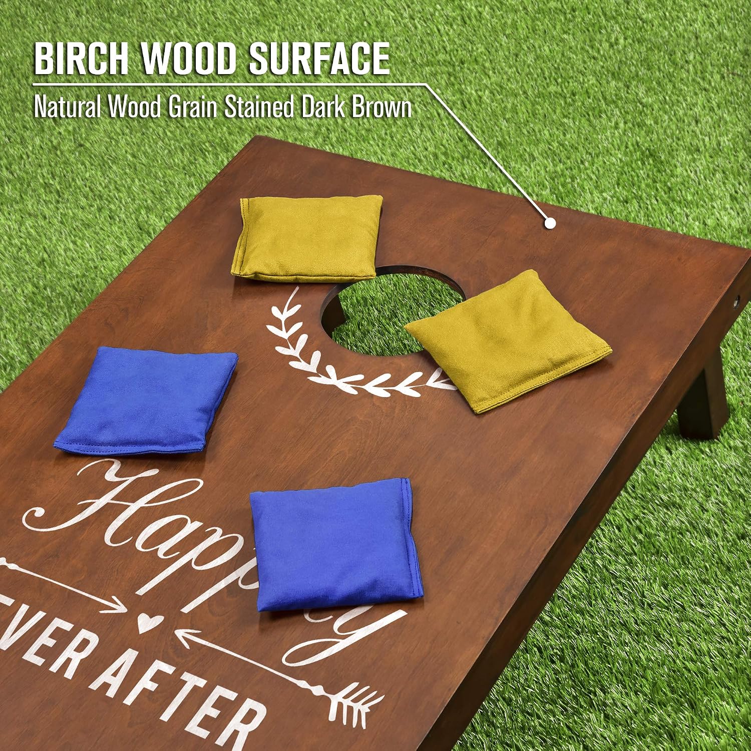 Wedding Cornhole Set | Regulation 4 ft x 2 ft Size Solid Stained Wood with Carrying Case (Choose Your Colors) - Match
