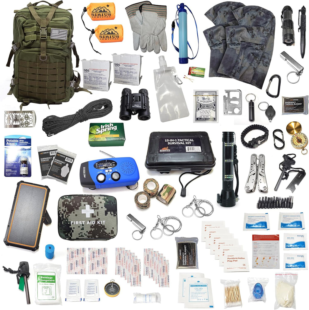 Sirius: Pre-Packed Bug Out Bag - 72 Hour Kit for 2 People - Bugout Backpack Survival Kit - Premium 50L Go Bag
