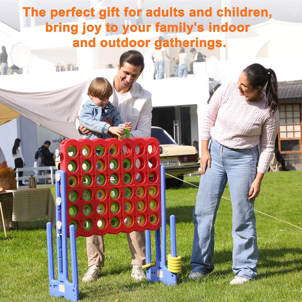 Patent Authorized Giant 4 Connect in a Row Game, Height Adjustable Jumbo Yard Games for Kids and Adults Outdoor Play