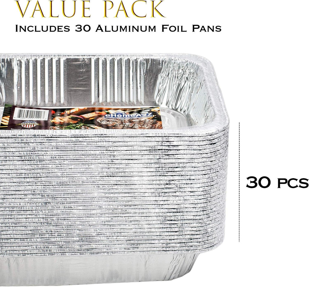 Aluminum Pans 9x13, 30 Pack – Disposable Half Size Foil Trays