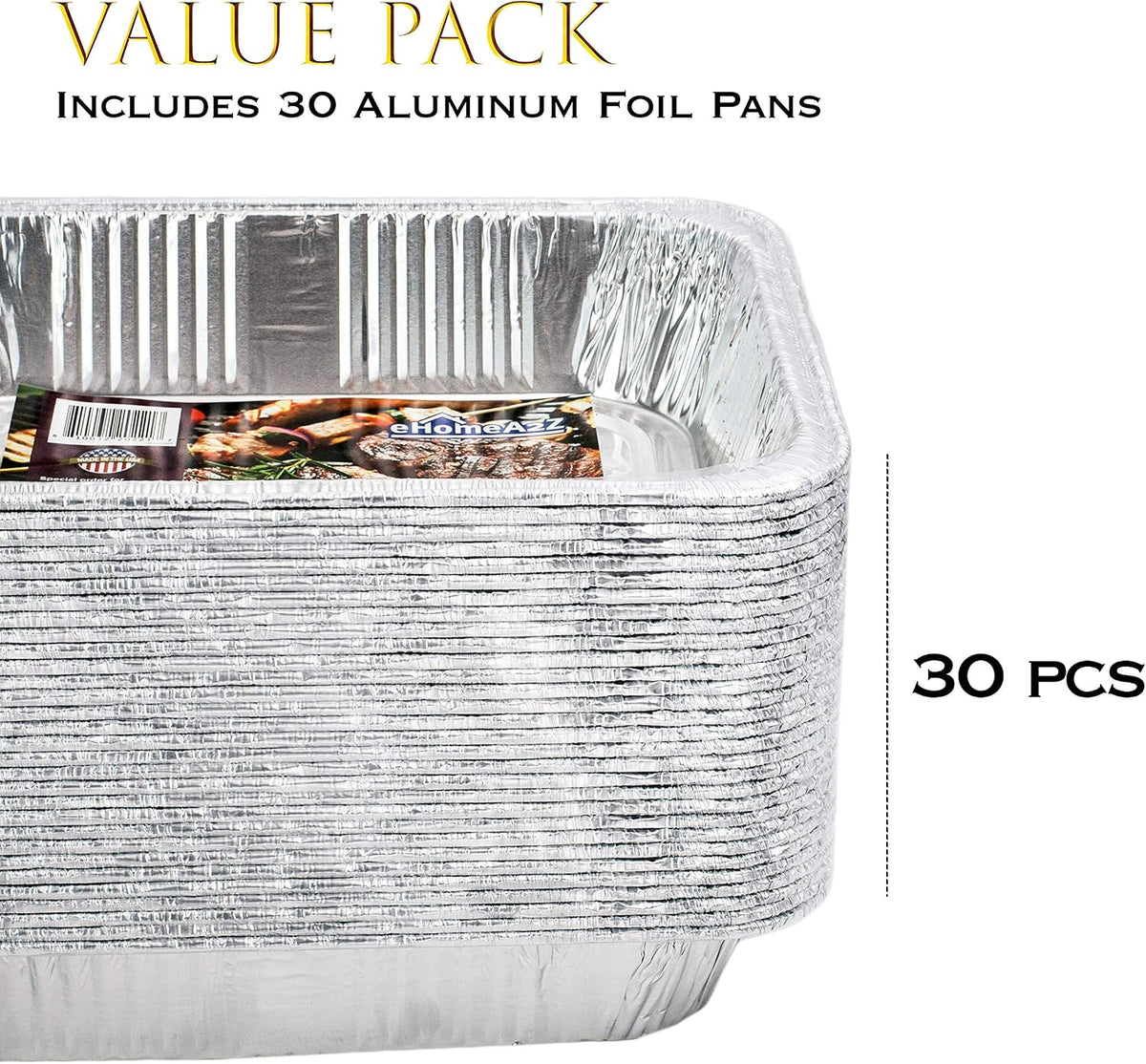 Aluminum Pans 9x13, 30 Pack – Disposable Half Size Foil Trays