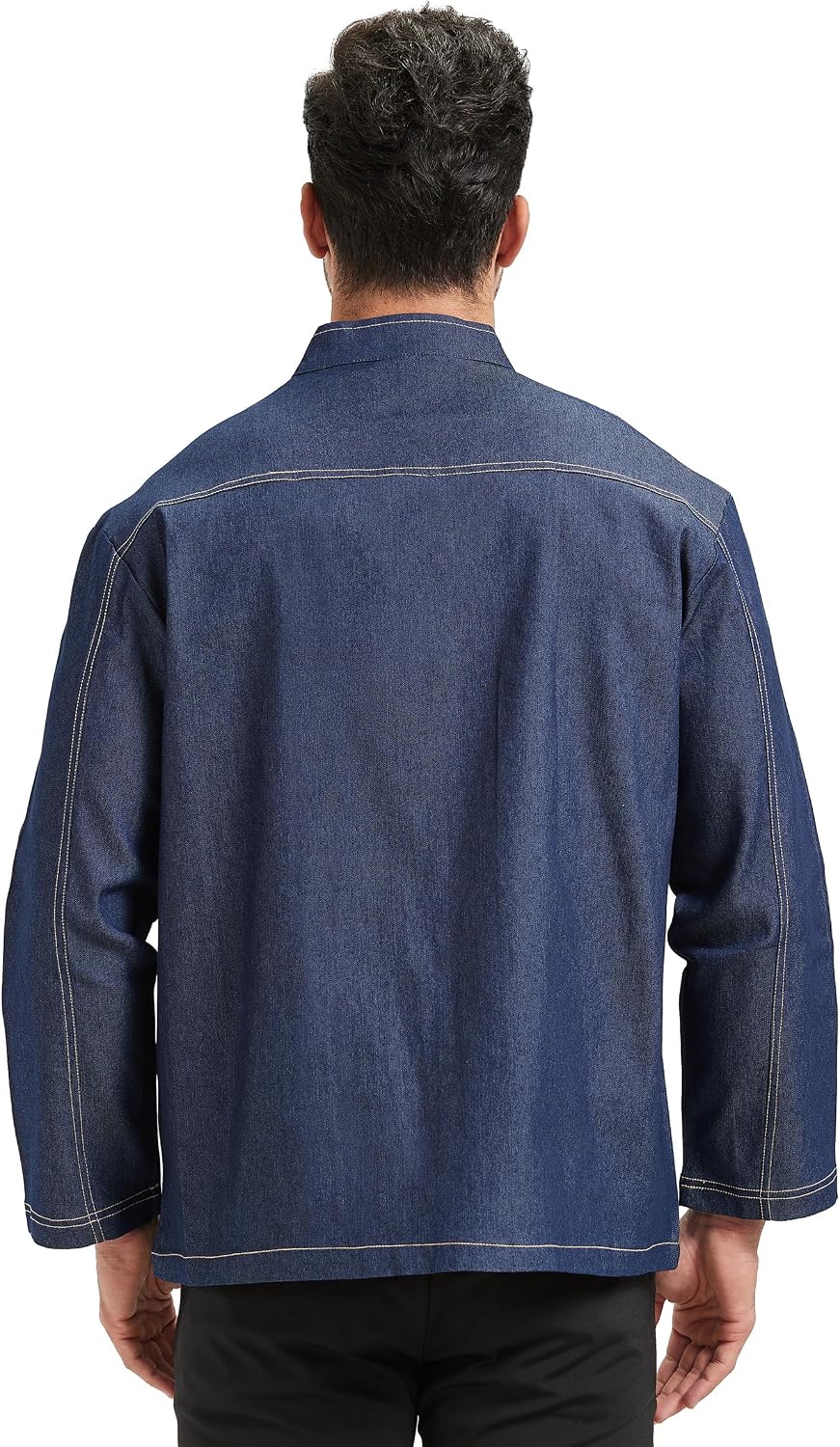 Chef Coat Men's Denim Chef Jacket for Restaurant Kitchen Cooking