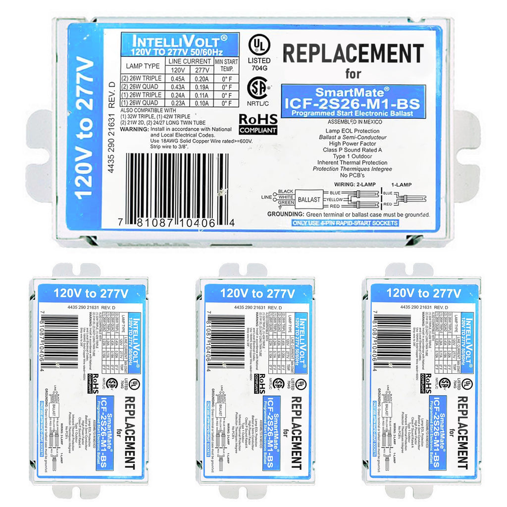 ICF-2S26-M1-BS Electronic CFL Ballast, 26W, 4 Pack