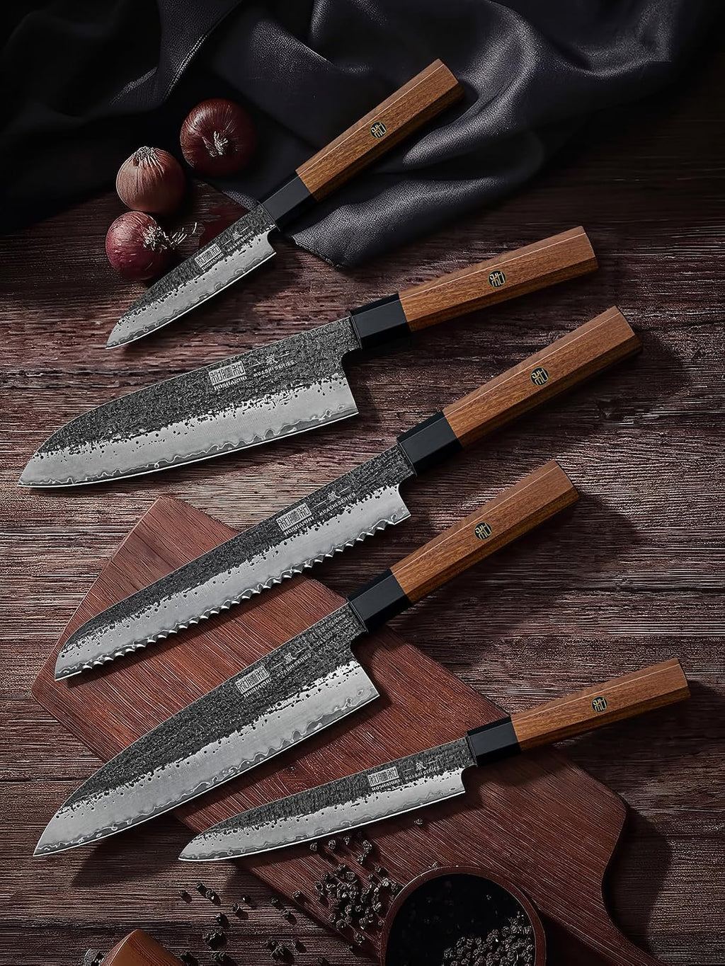 5 Pieces Knife Set, 10CR15MOV High Carbon Steel Chef Knife Set