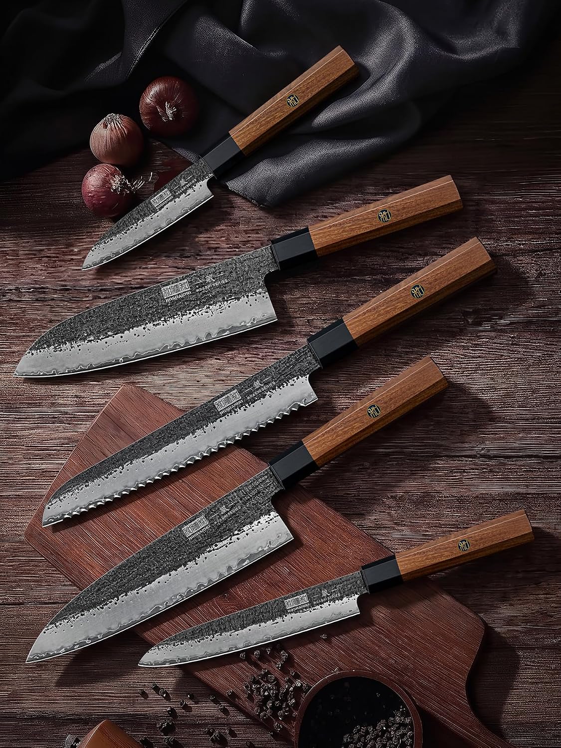5 Pieces Knife Set, 10CR15MOV High Carbon Steel Chef Knife Set