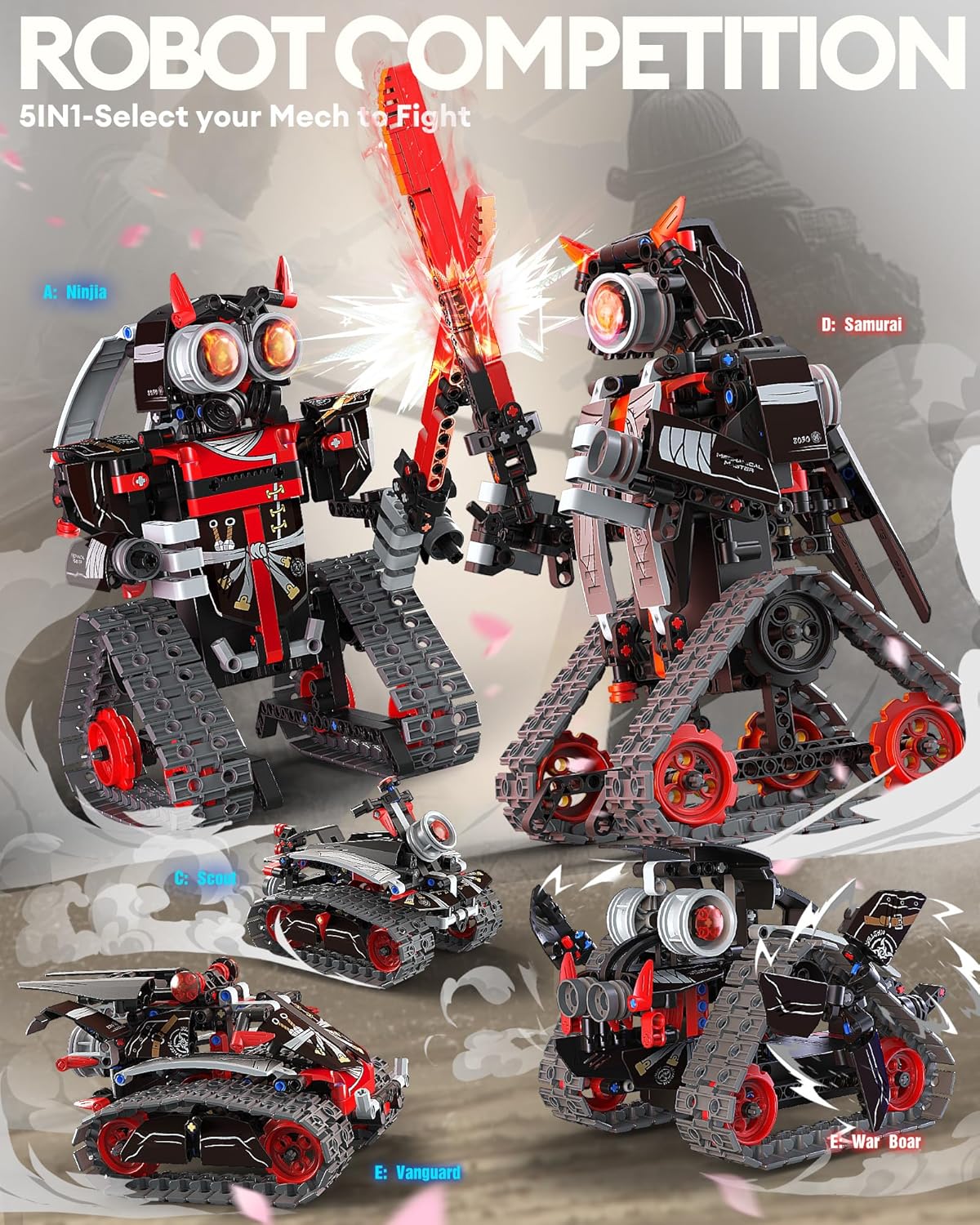 5-in-1 STEM RC Robot Building Kit - 443PCS, Gift for Boys Ages 8-13 | STEM Toys for Ages 8-13, Building Toys for
