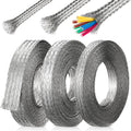 LEIFIDE Silver 3 Rolls Tinned Copper Braid Cable Shielding Sleeve