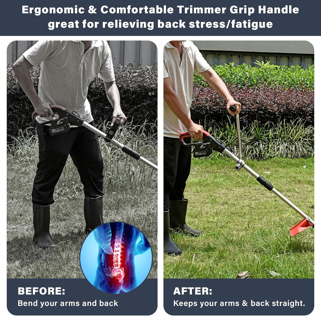 Ergonomic Trimmer Grip, String Trimmers Handle with Shoulder Strap Harness, Weed Eater Handle Extension with Bracket