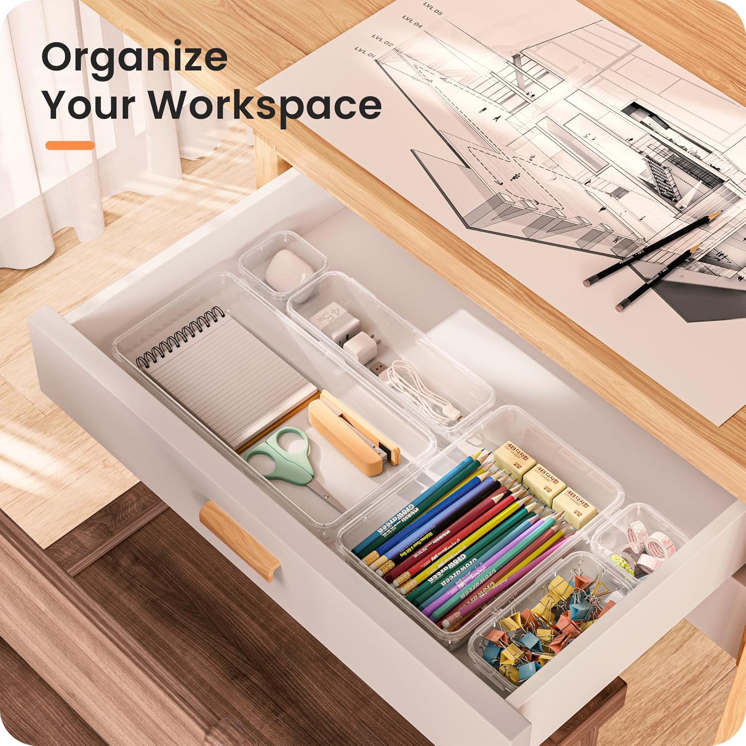 【Military Grade】 Drawer Organizer, 【𝟱𝗦𝗶𝘇𝗲】 Makeup organizer, 【Holds 177 Items】 Bathroom Organizers and Storage