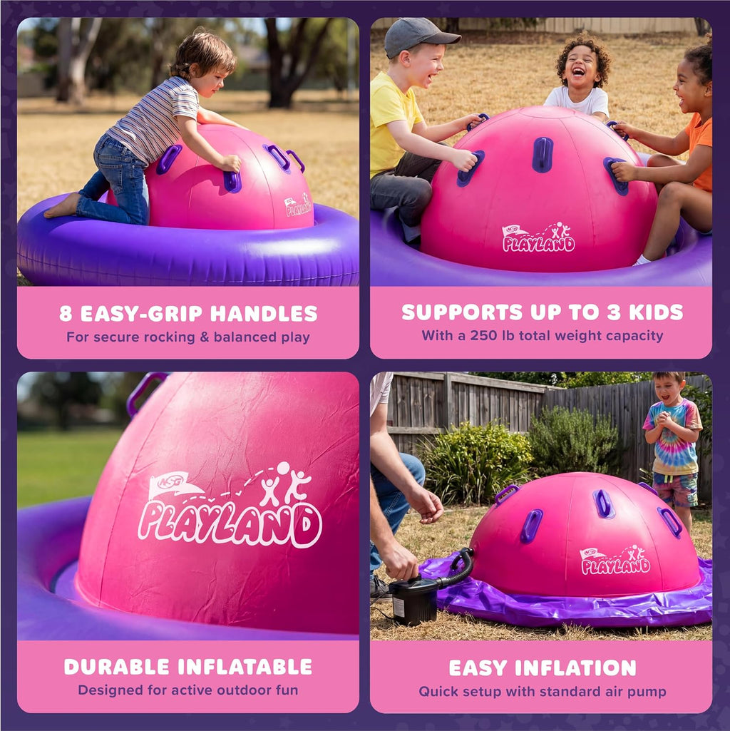 Playland Inflatable Dome Rocker for Kids Ages 5+ | Large 89” Balance Dome Rocker Bouncer with 8 Handles | Fits 3