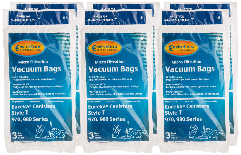 EnviroCare Replacement Vacuum Eureka Style T Canisters (18 Bags), White (133-6)