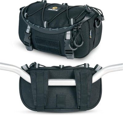 Multifunctional Bicycle & Motorcycle Handlebar Bag, 3L Water Resistant, Compatible with Most Handlebar Types, Black