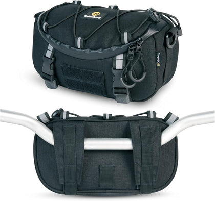 Multifunctional Bicycle & Motorcycle Handlebar Bag, 3L Water Resistant, Compatible with Most Handlebar Types, Black