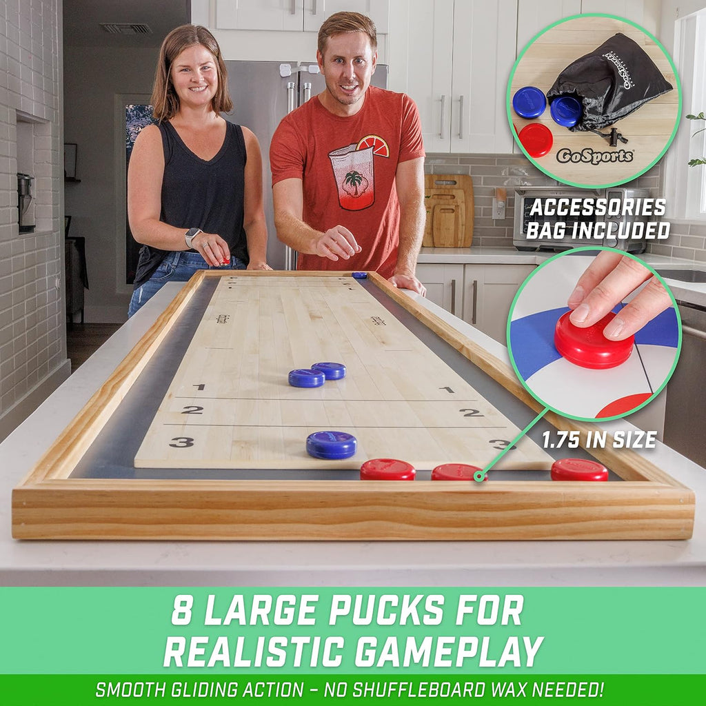 6 ft Tabletop Shuffleboard and Curling 2 in 1 Game with 8 Pucks and Tote Bag