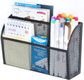 3-Grid Magnetic Pencil Holder, Strong Magnet Locker Organizer, Black | Mesh Magnetic Shelf, Marker Holder Perfect for