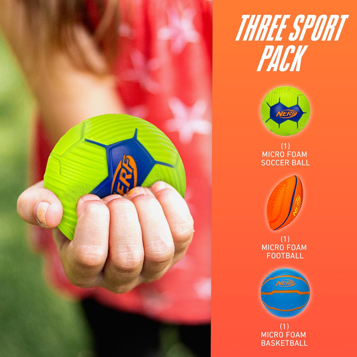 Micro Foam Sports Ball Set - Kids Foam Micro Football, Soccer Ball + Basketball Set Soft Stress Relief Mini Foam
