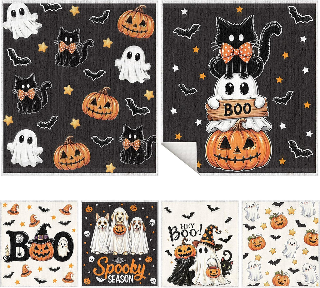 Halloween Swedish Dishcloths for Kitchen 6 Pack