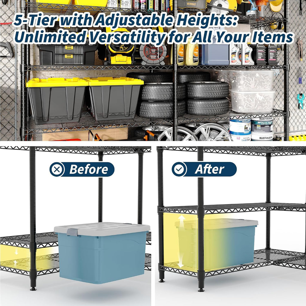 70" w Wire Shelving 1325LBS Heavy Duty Metal Rack