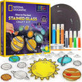 National Geographic Solar System Stained Glass Suncatcher Craft Kit | Glow-in-the-Dark Planets, Window Suncatchers