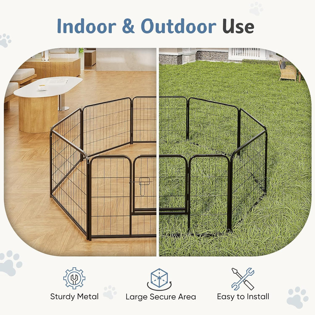 Dog Playpen 8 Panels 32 Inch Indoor Outdoor Metal Pet Fence