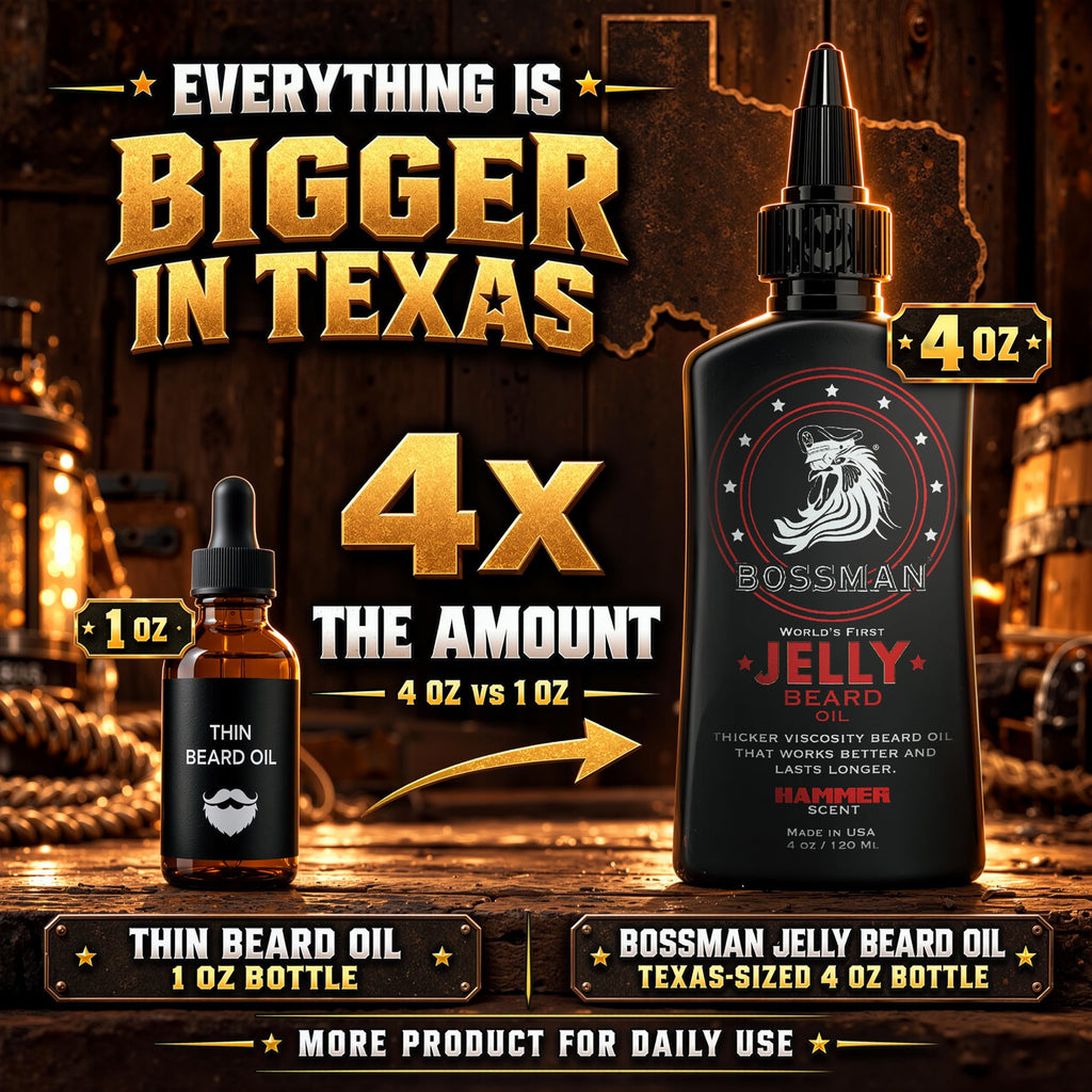 Jelly Beard Oil (4 oz) - Thicker Formula, Texas Made - Hammer Scent