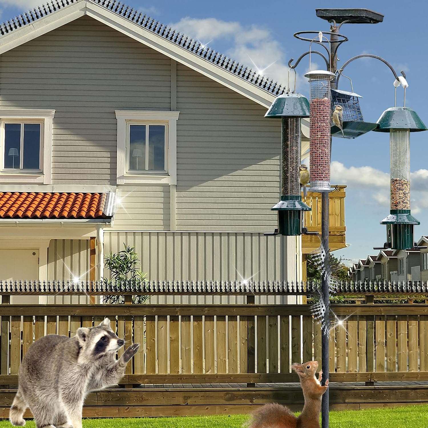 Raccoons Squirrel Baffle Spikes Deterrent, 120in Stainless Steel Pigeons Bird Spikes, Avoided Snakes Cats, Nests on