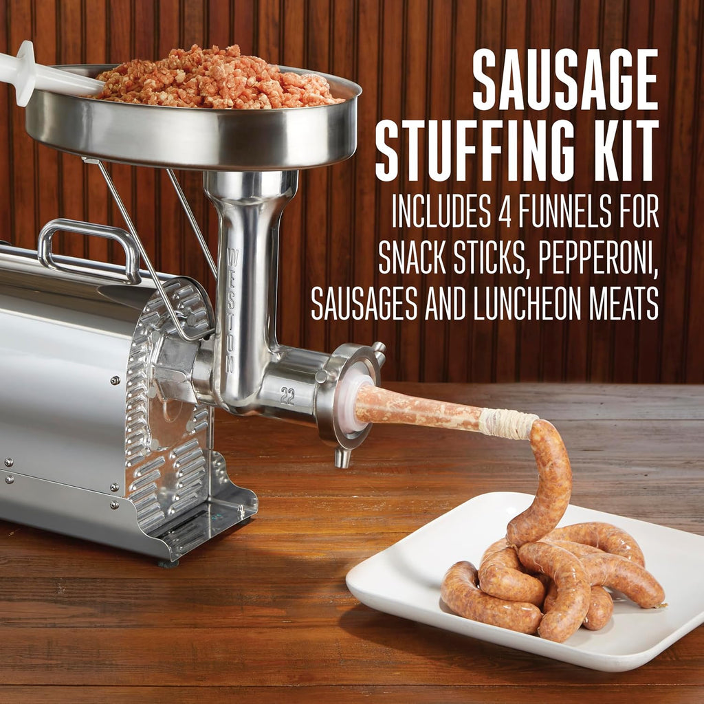 Pro Series Electric Meat Grinder, Commercial Grade, 1120 Watts, 1.5 HP, 14lbs. Per Minute, Stainless Steel (10-2201-W)