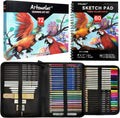 72 Pack Drawing Sketching Set with 8x11 Sketchbook | Pro Art Supplies Kit for Artist Adults Teens Beginner | Graphite