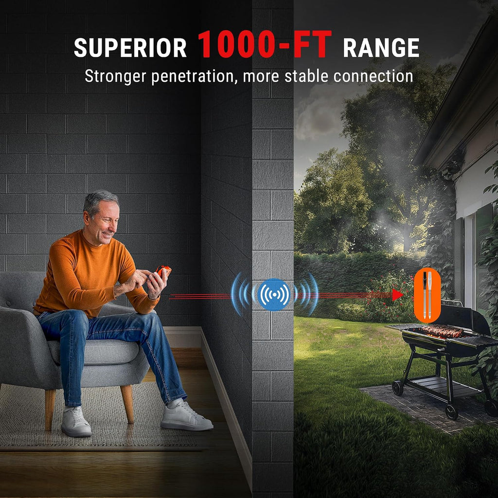 TempSpike 1000FT Wireless Meat Thermometer Digital with 2 Probes