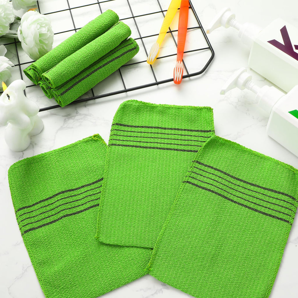 12 Pack Korean Exfoliating Mitts, Body Scrub, 8 x 5.5 in, Green